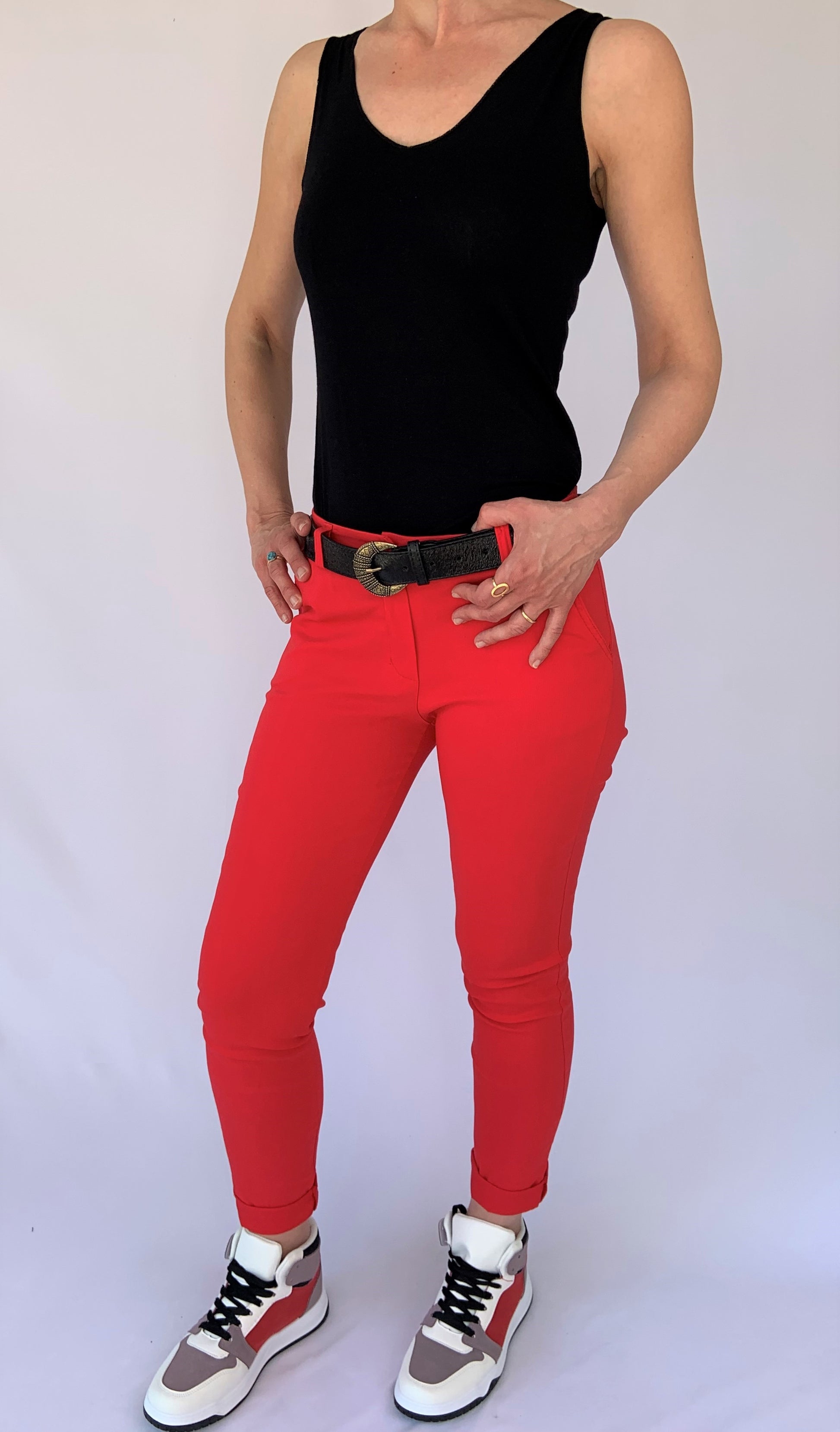 Pantalon rouge stretch confortable viscose