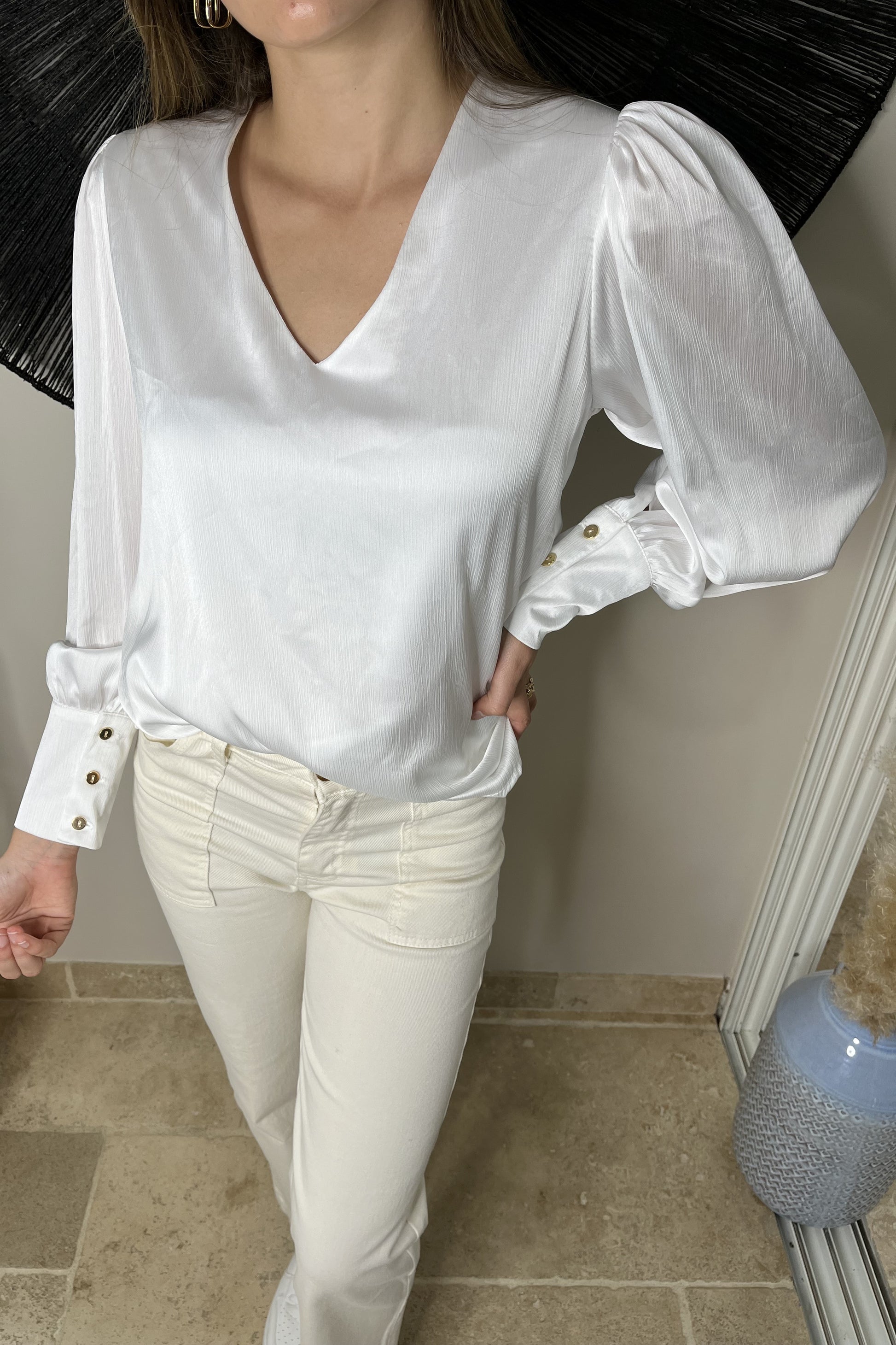 Blouse blanche chic soyeuse