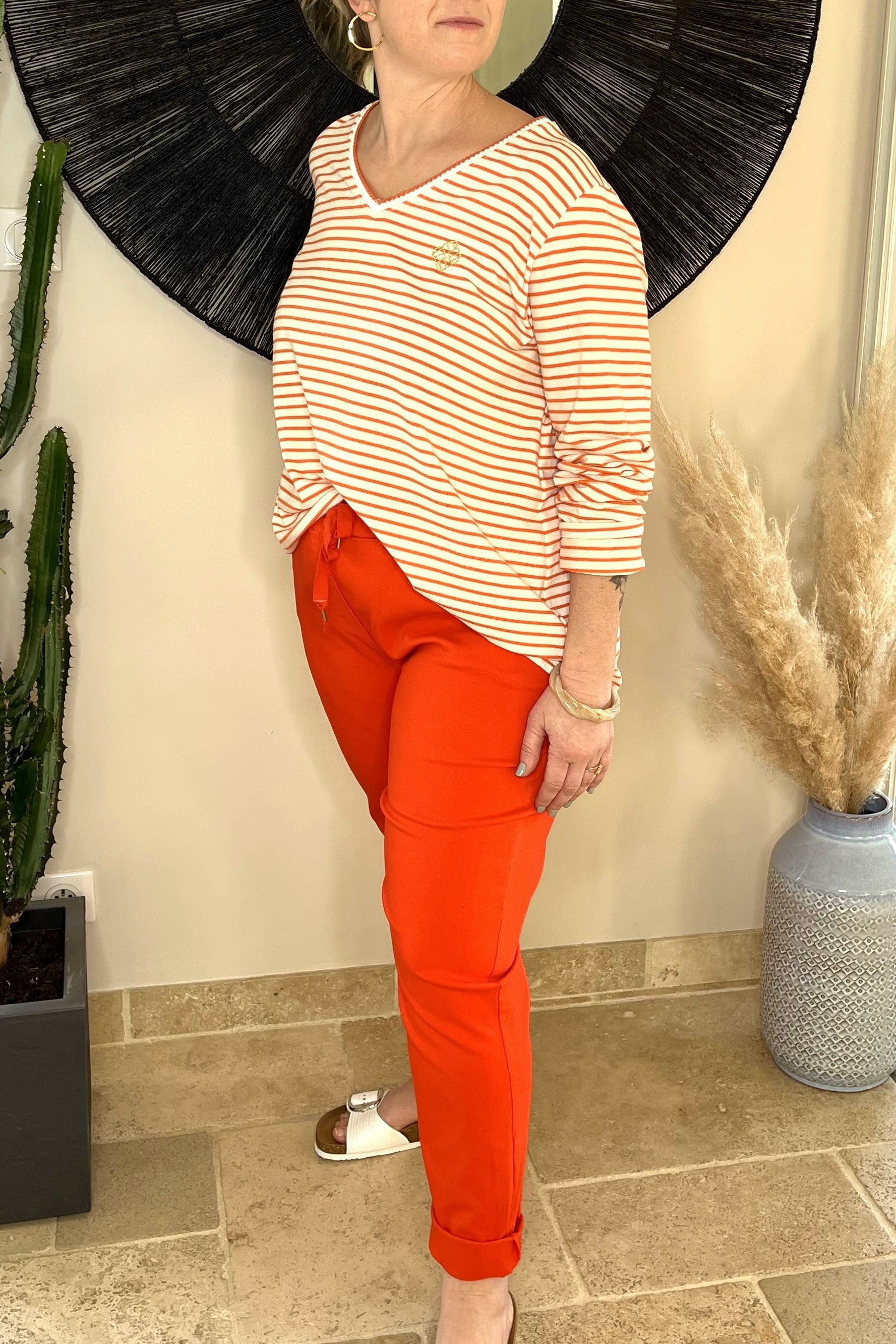 Pantalon orange grandes tailles